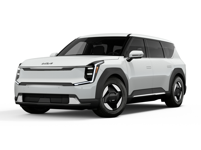 Front profile view of a white 2024 Kia EV9 | Kia dealer in Altoona, PA | Altoona Courtesy Kia