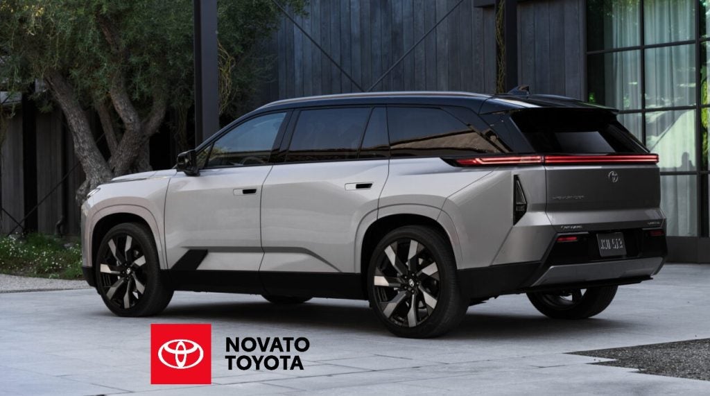 Rear view of the new 2027 Toyota Highlander BEV three-row electric SUV