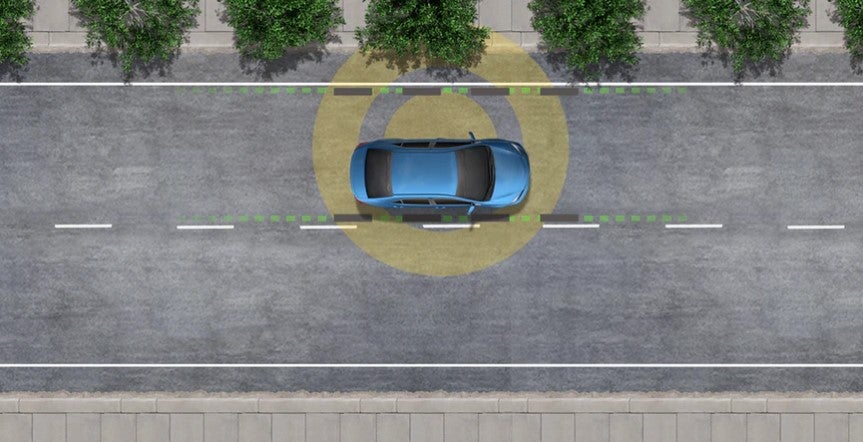 Animation of Toyota Safety Sense P Lane Departure Alert with Steering Assist