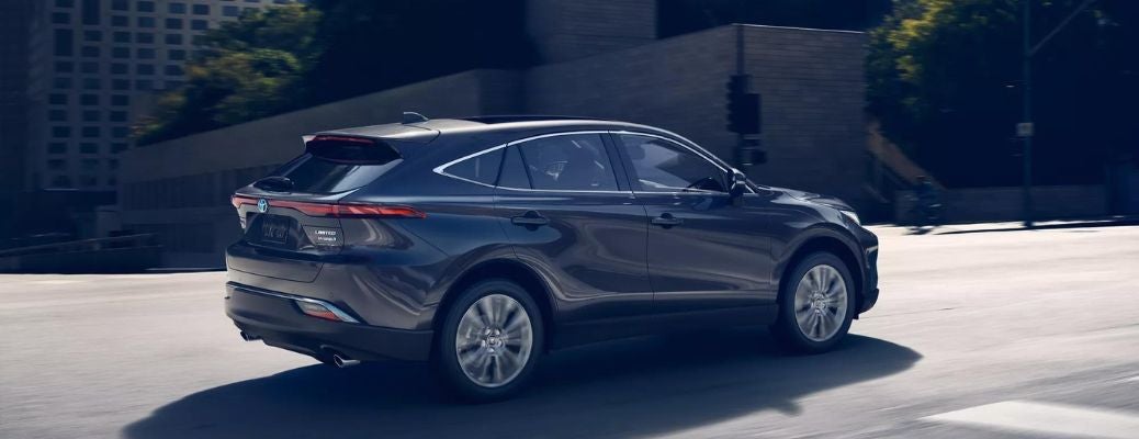 One grey color 2023 Toyota Venza is running on the road.