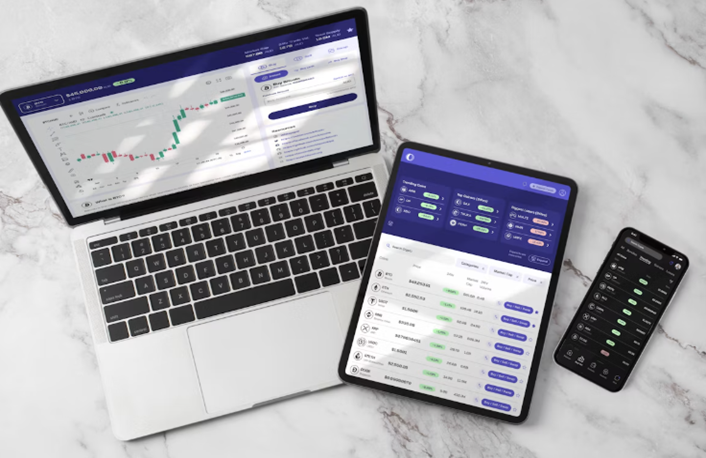 Vehicle trade-in value tools displayed on laptop and tablet