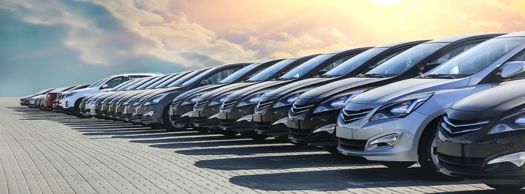 Vehicles lined up