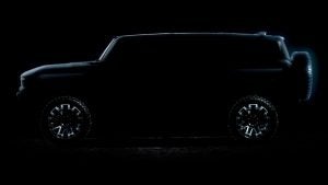 Silhouette of a 2025 GMC Hummer EV SUV.