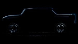 Silhouette of a 2025 GMC Hummer EV. 