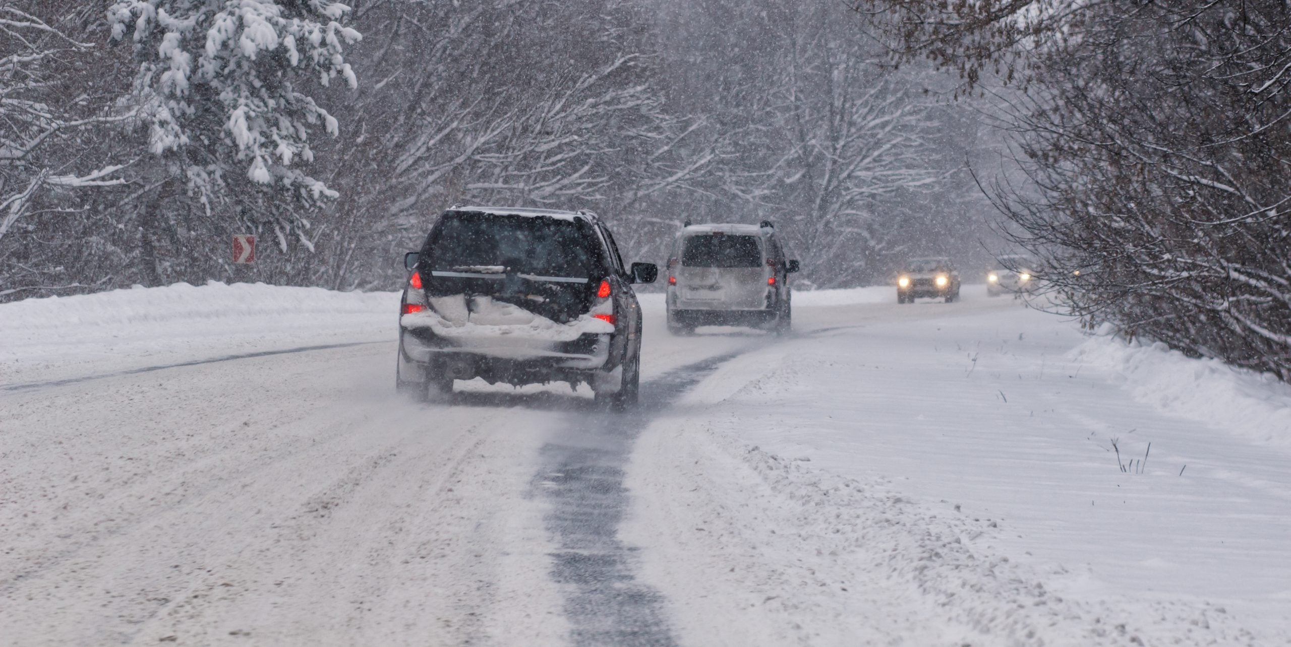 Car,On,Winter,Road,In,The,Morning
