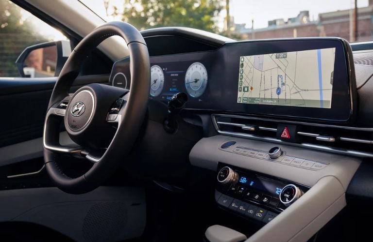 side view of the front interior dashboard of the 2023 Hyundai Elantra