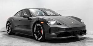 The showroom view of the 2025 Porsche Taycan.