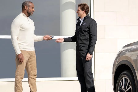 Man handing car keys to another man