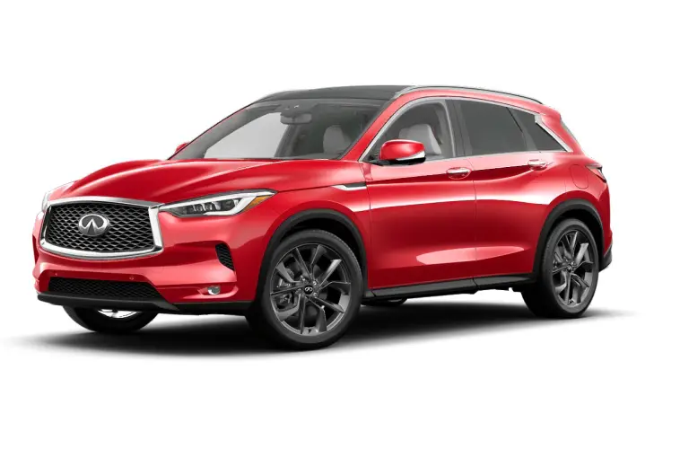 2022 INFINITI QX50 Dynamic Sunstone Red side front view