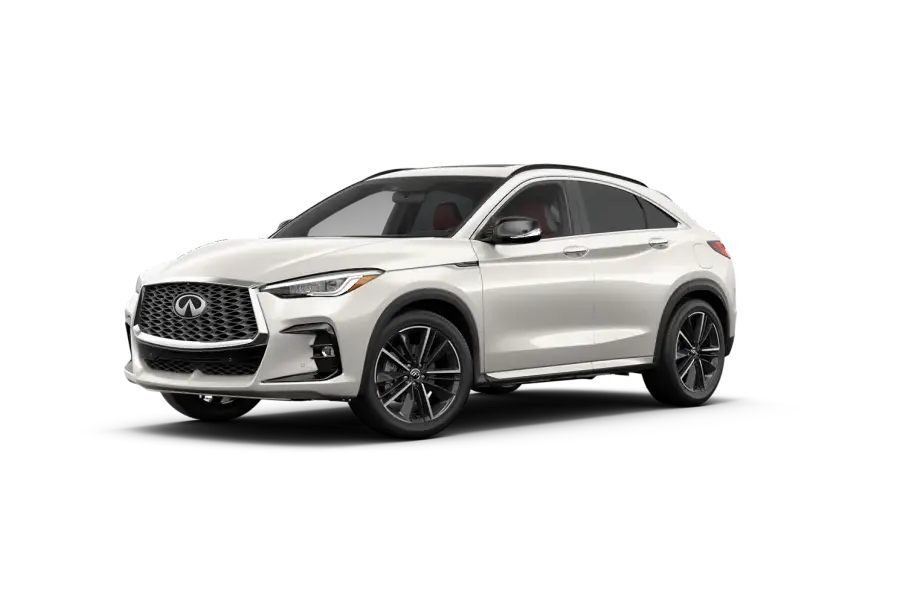 2023 INFINITI QX55 Exterior Driver Side Front Profile in Majestic White