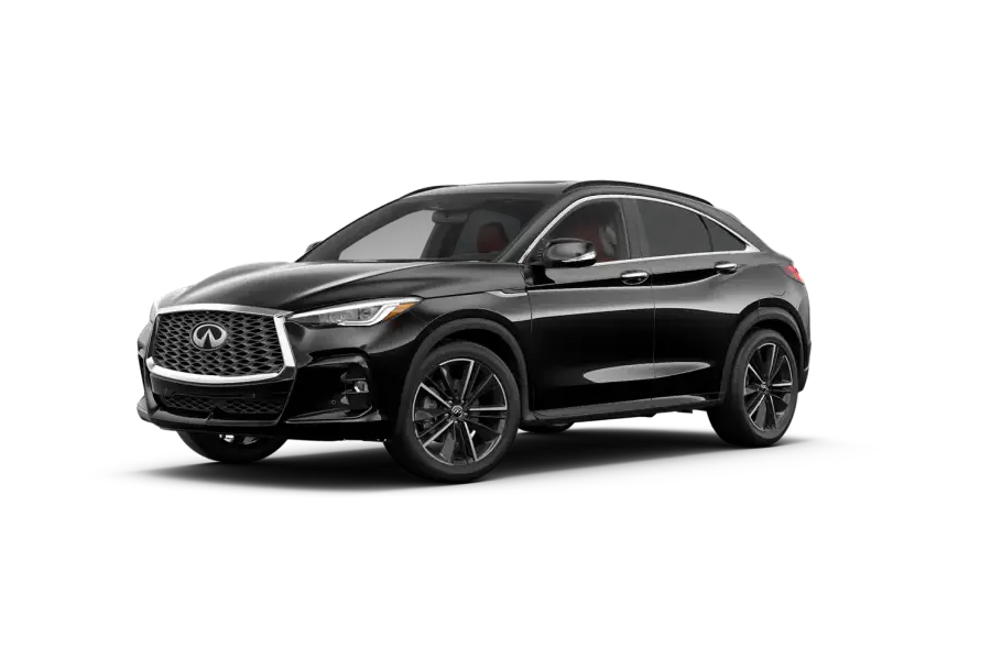 2023 INFINITI QX55 Exterior Driver Side Front Profile in Mineral Black