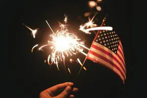 Firework Sparkler and Mini American Flag