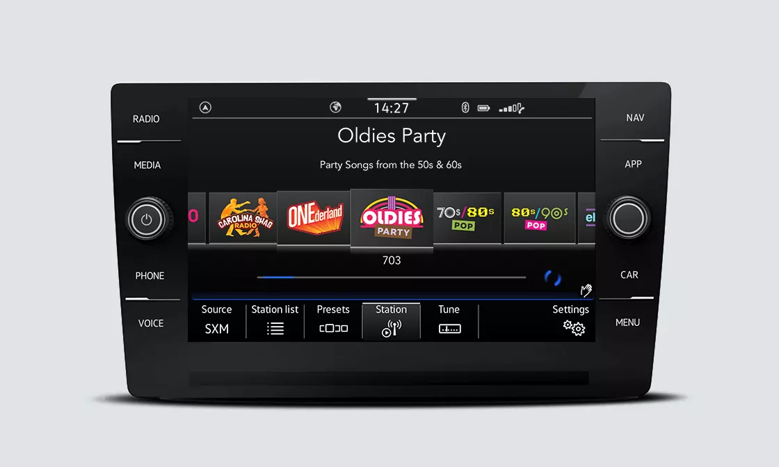 2024 VW Jetta Sirius XM showing available channels