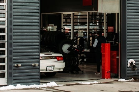 White Car in Auto Shop