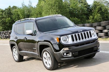 Black 2017 Jeep Renegade Driving on Road