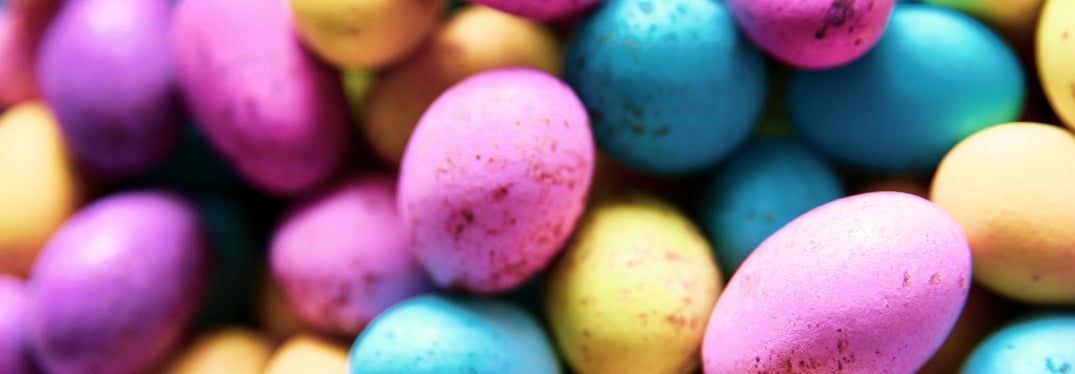 Pastel Candy Easter Eggs in Pink, Purple, Blue, and Yellow