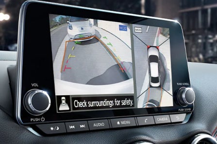 Display on Nissan Sentra Showing Around View Monitor