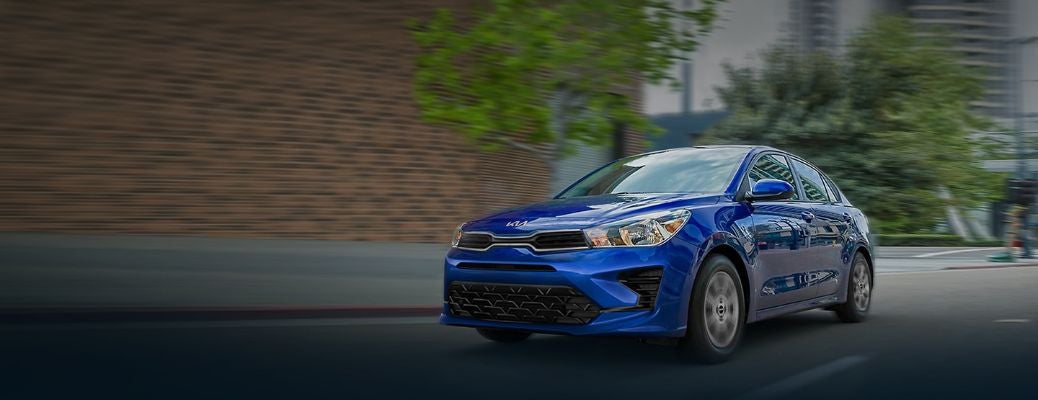 Front quarter view of the 2023 Kia Rio