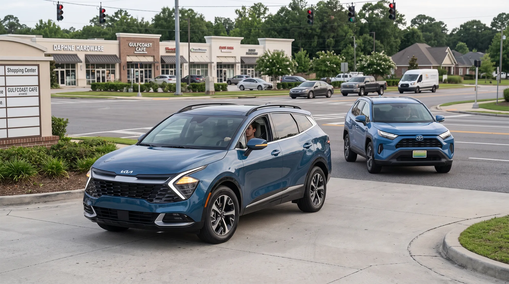 Rear seat space comparison between the Kia Sportage Hybrid and Toyota RAV4 Hybrid