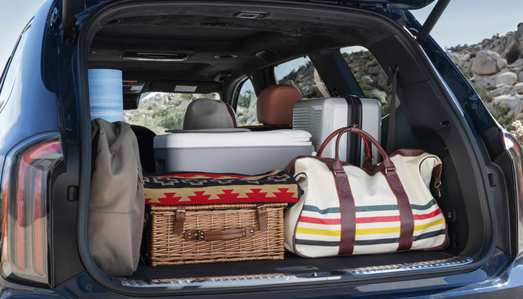 Kia Telluride cargo area packed for a family trip