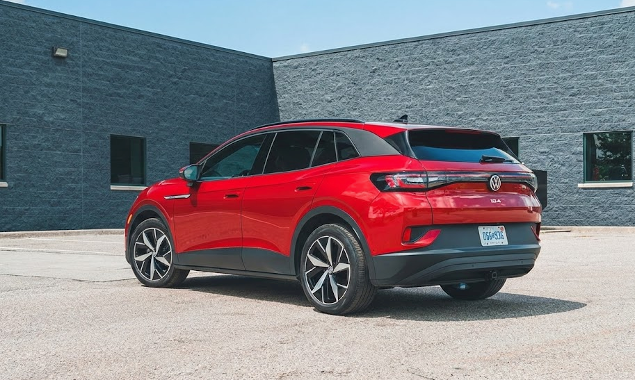 Red Volkswagen ID.4 electric SUV showing exterior style for Daphne EV shoppers