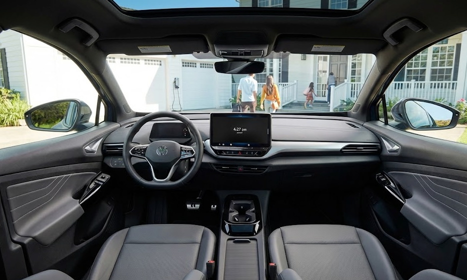 Volkswagen ID.4 dashboard and infotainment display for EV comparison shoppers