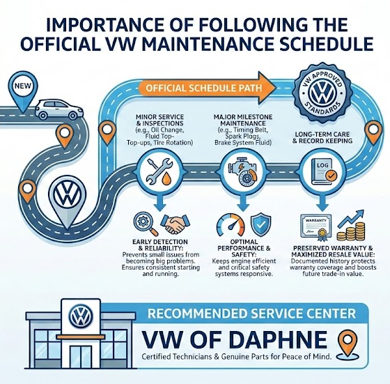 official volskwagen maintenance schedule during winter en daphne, al