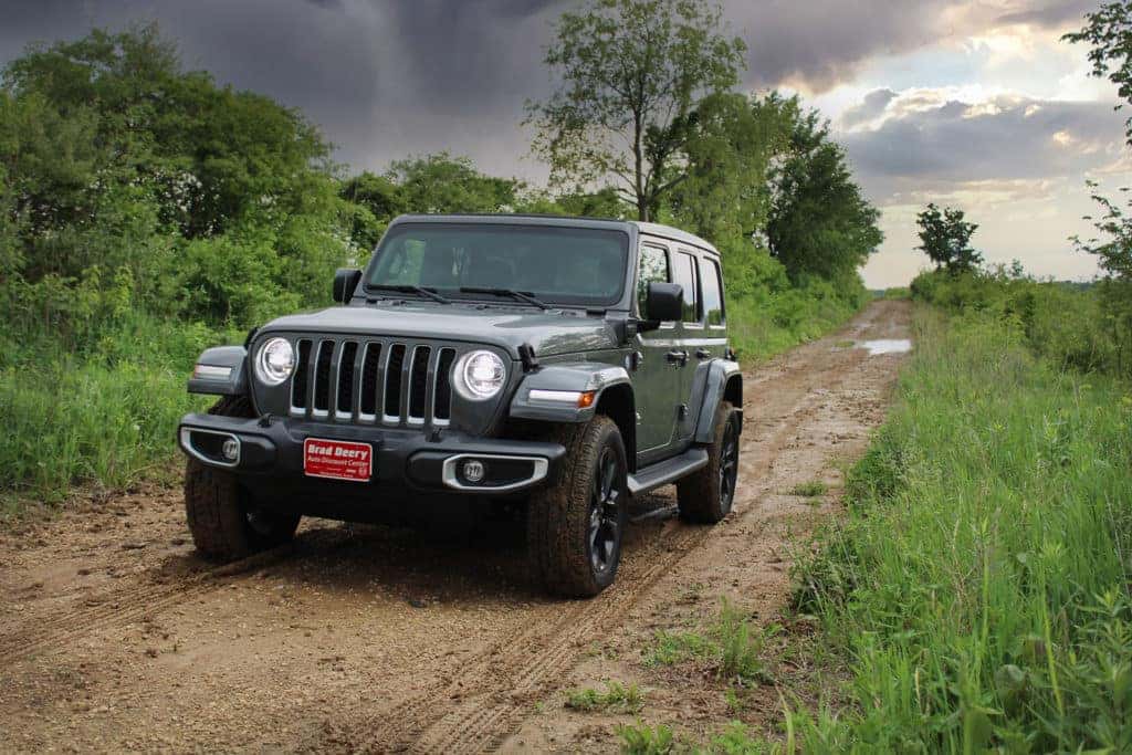 Jeep wrangler on a dirt road