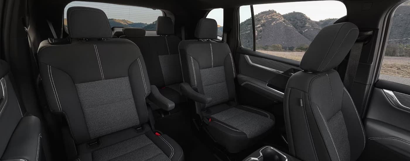 Black interior in a 2026 GMC Acadia.