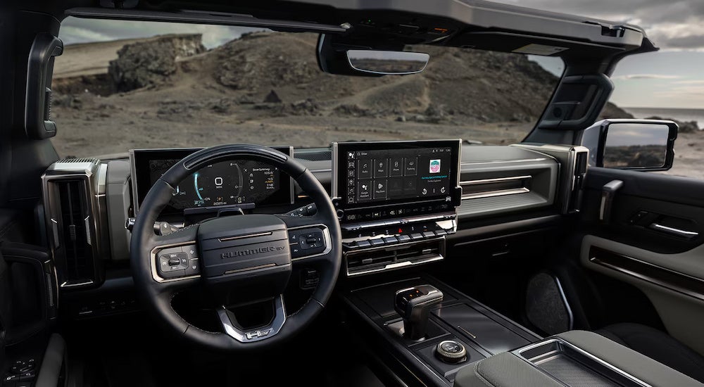 The interior of a 2025 GMC Hummer EV Pickup.