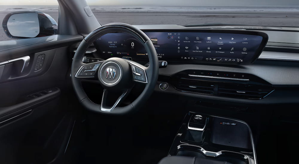The black interior of a 2025 Buick Enclave.