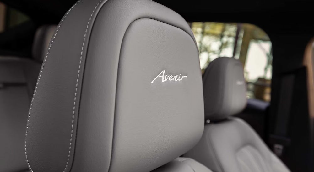 Close-up of grey headrests with Avenir stitching in a 2025 Buick Envista Avenir.
