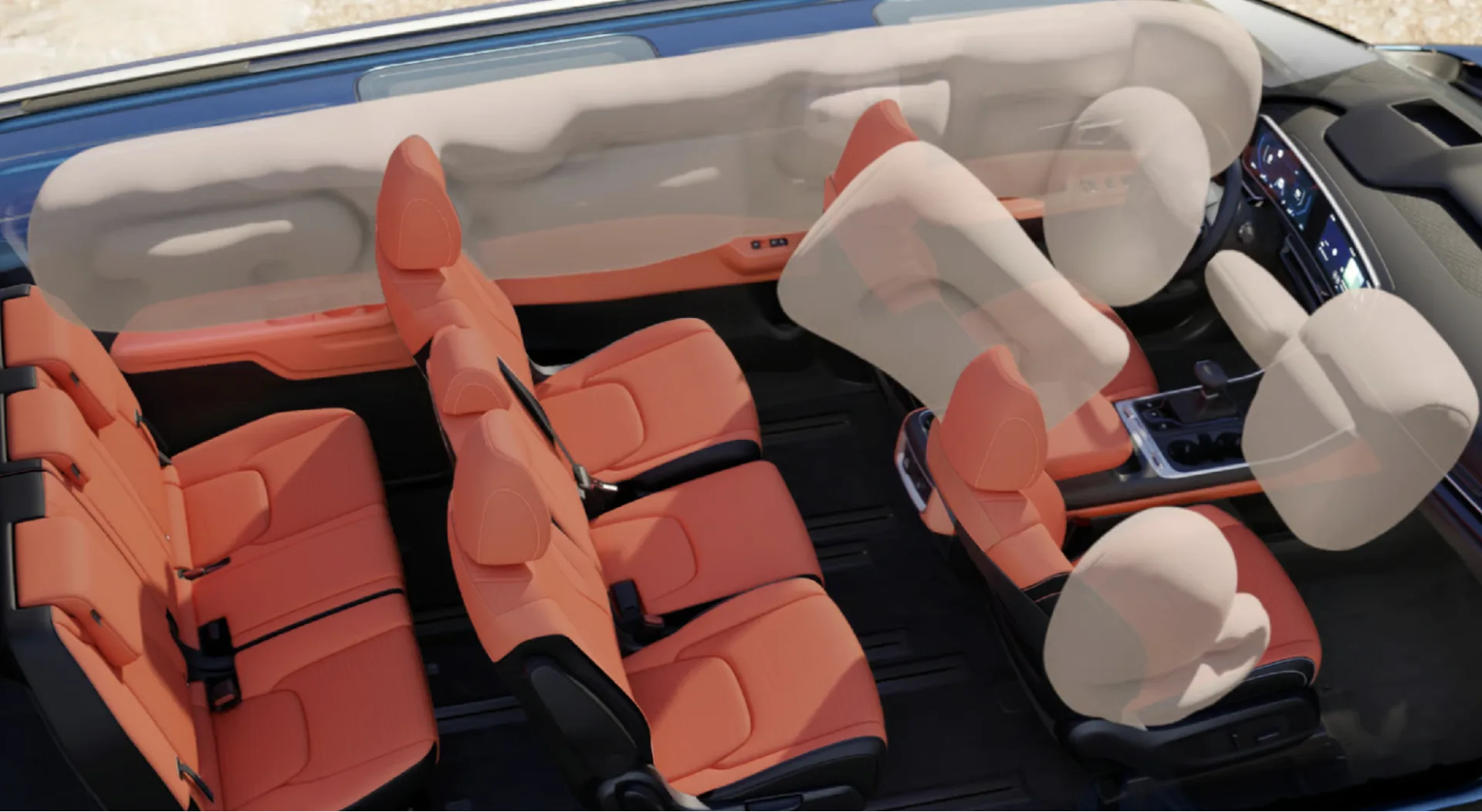 7 standard airbags, including side curtain and driver knee airbags, shown on the 2027 Kia Carnival Hybrid SX Prestige
