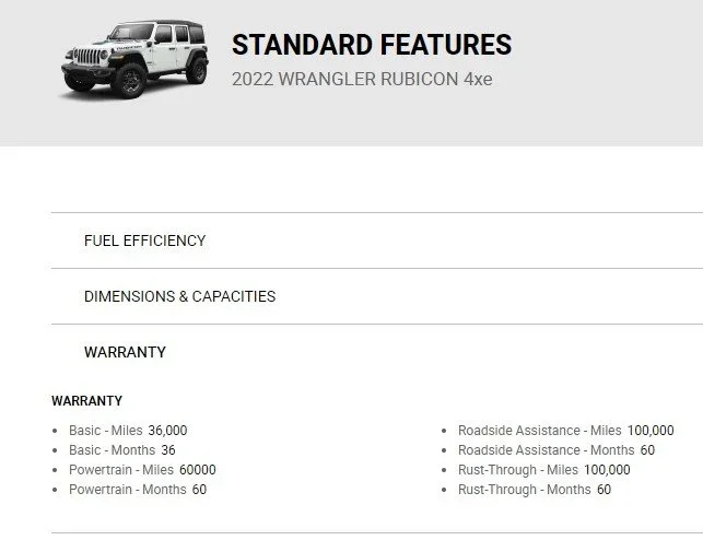 2022 Wrangler 4xe Warranty
