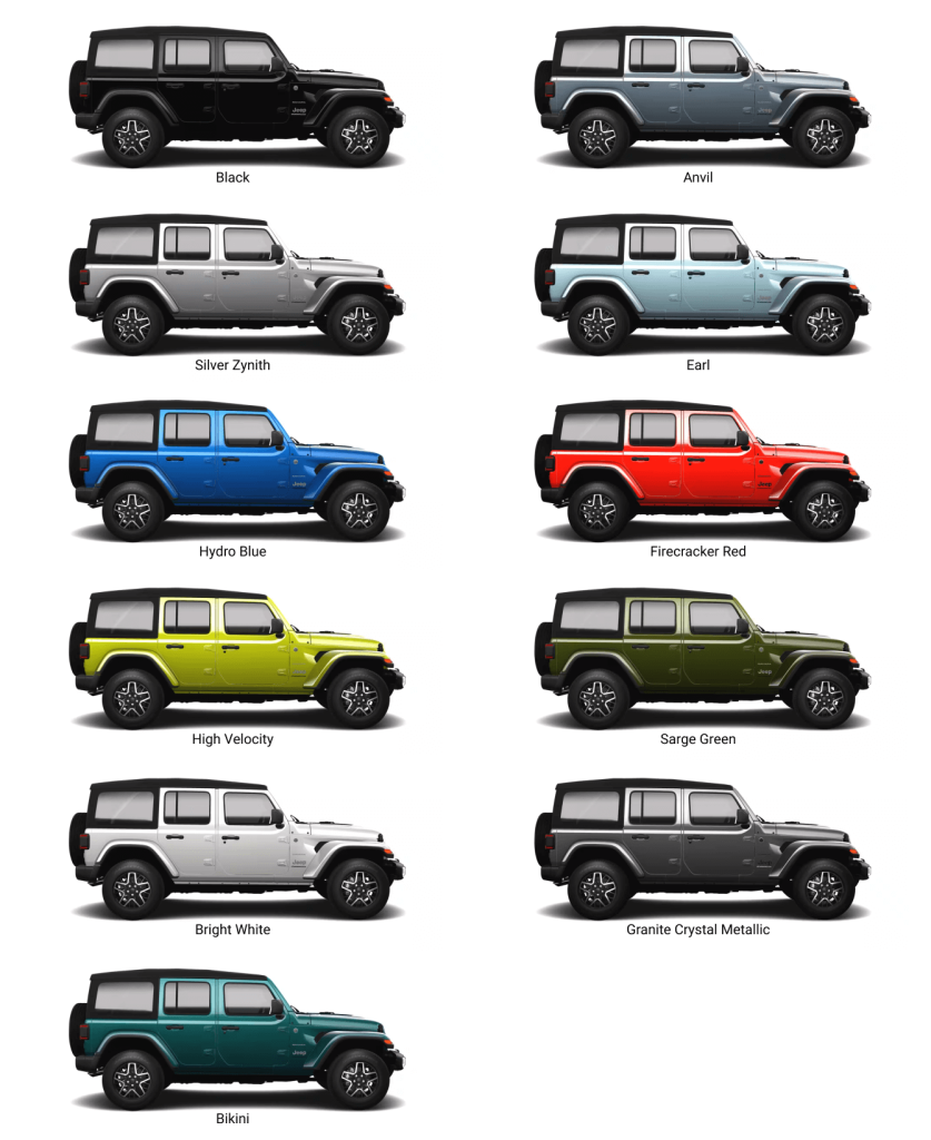Jeep Wrangler Colors