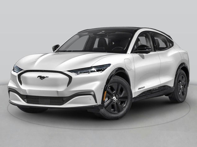 A photo of a white 2025 Mustang Mach-E