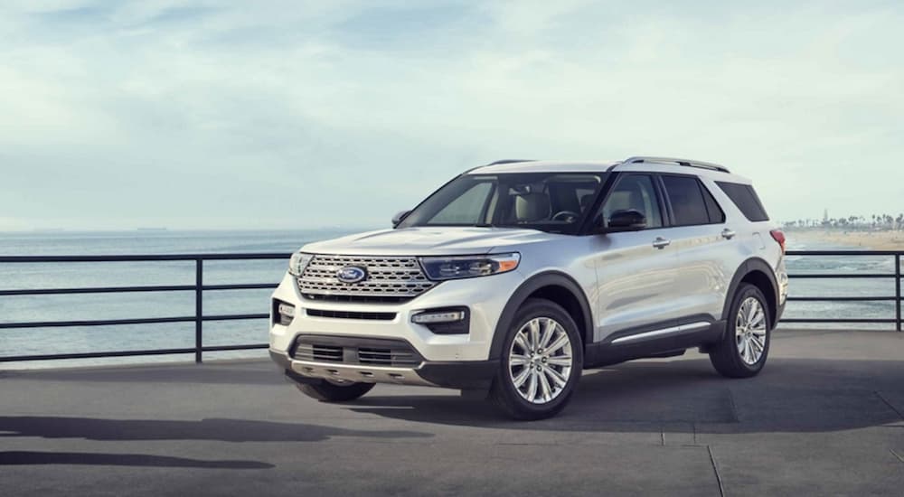 White 2020 Ford Explorer parked on pavement.