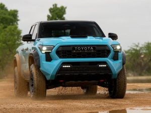 Toyota Tacoma driving in the desert.