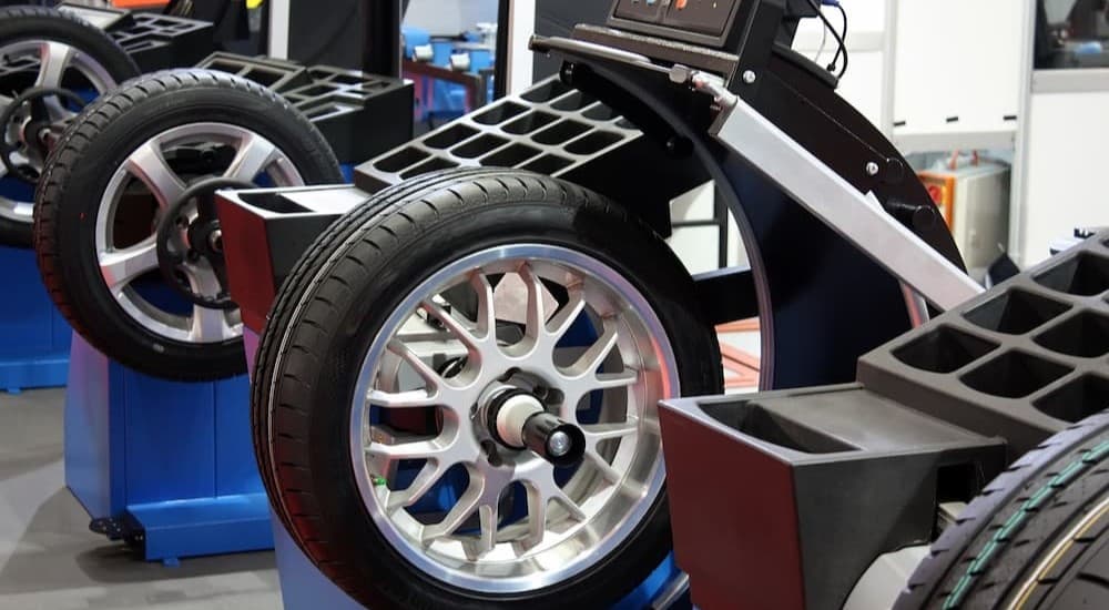Tire balancing machine.