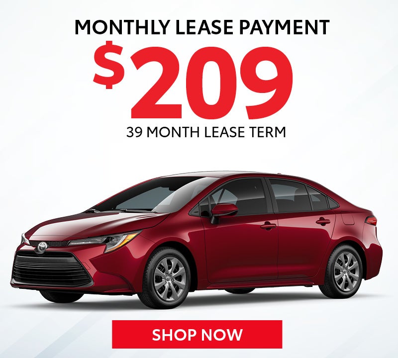 New 2026 Toyota Corolla LE Monthly lease payment $209 39 Month Lease Term