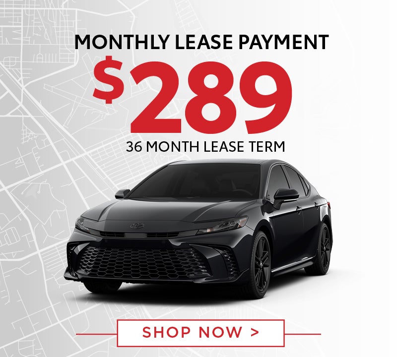 New 2026 Toyota Camry LE HV Monthly lease payment $289 36 Month Lease Term