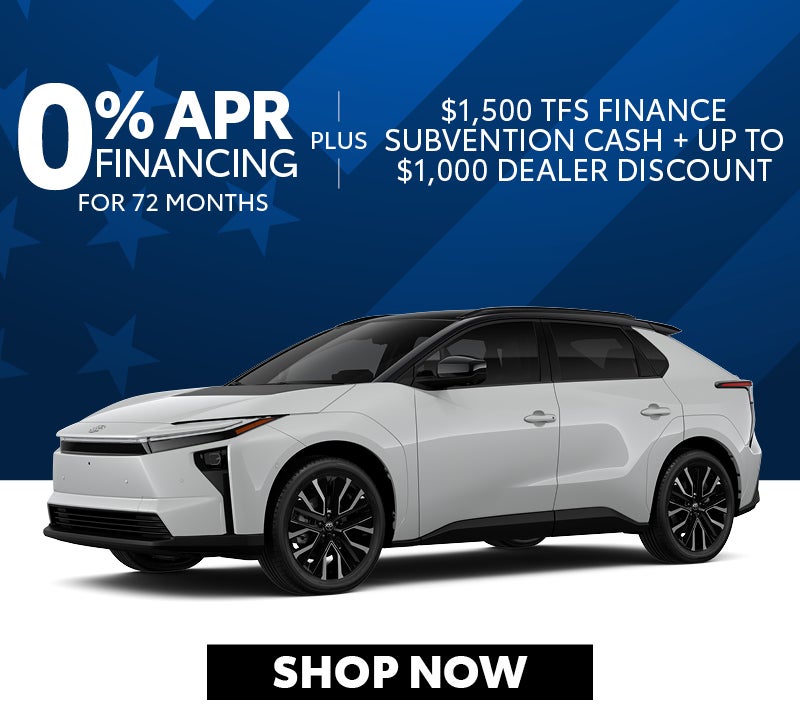 NEW 2026 Toyota bZ XLE 0% Financing for 72 Months Plus $1,500 TFS Finance Subvention Cash + Up To $1,000 Dealer Discount