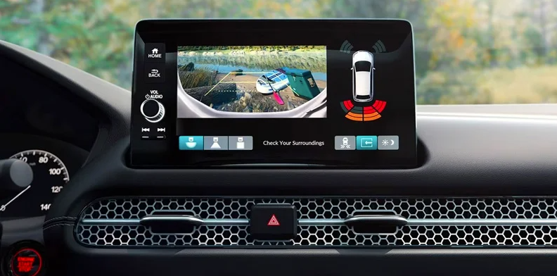 The infotainment system of a 2024 Honda HR-V showing the back up camera.