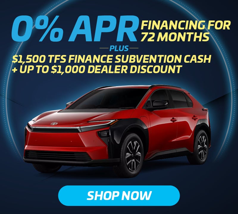 NEW 2026 Toyota bZ XLE 0% Financing for 72 Months Plus $1,500 TFS Finance Subvention Cash + Up To $1,000 Dealer Discount