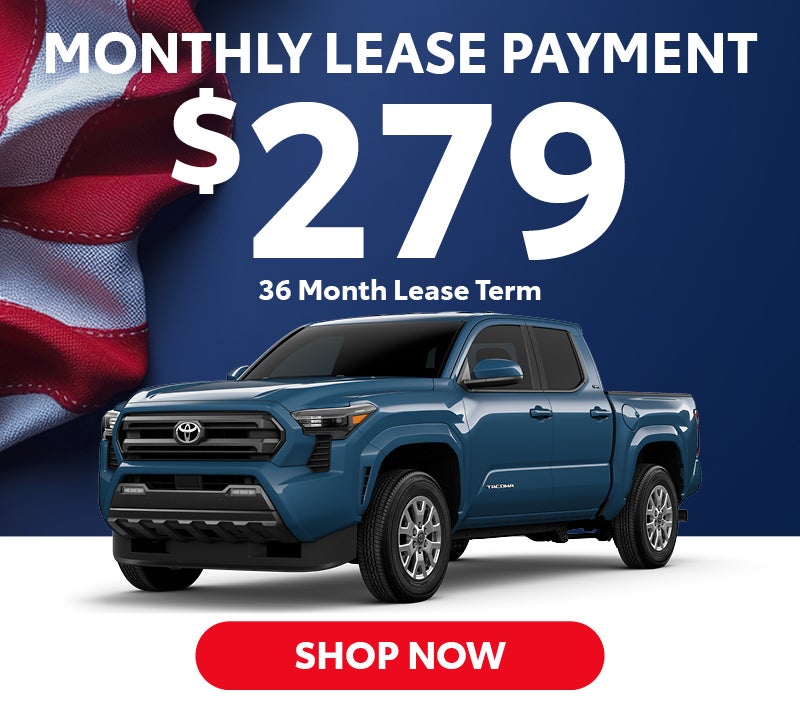 New 2026 Toyota Tacoma SR5
Monthly Lease Payment $279
36 Month Lease Term