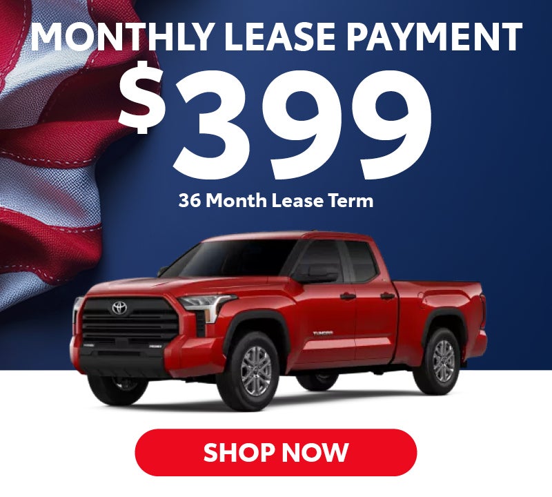 New 2026 Toyota Tundra SR5
Monthly Lease Payment $399
36 Month Lease Term