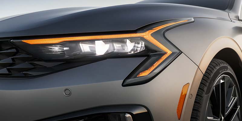 Close up of 2026 Kia K5 headlight 