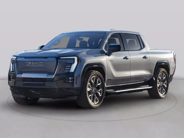 A silver GMC Sierra EV