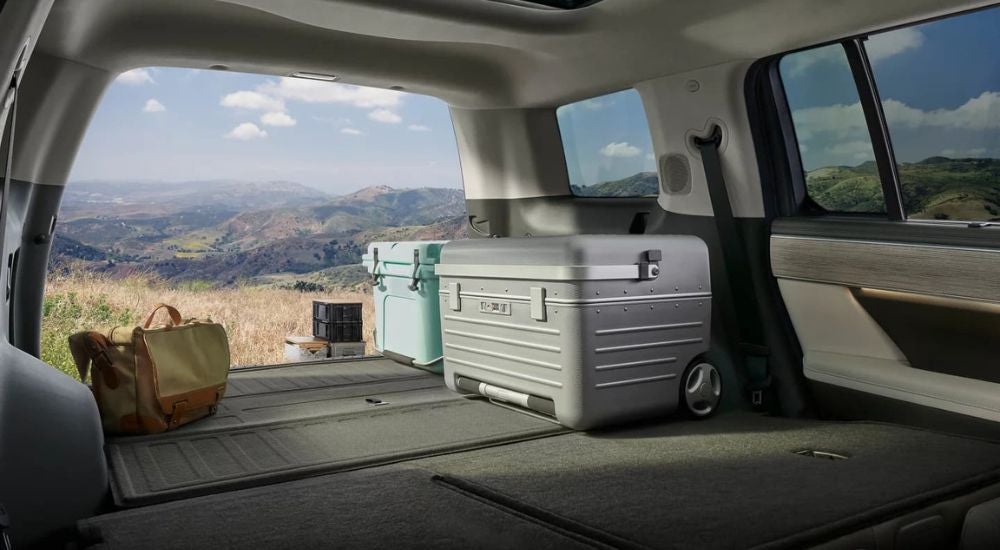 Coolers are shown in the trunk of a 2024 Hyundai Santa Fe.