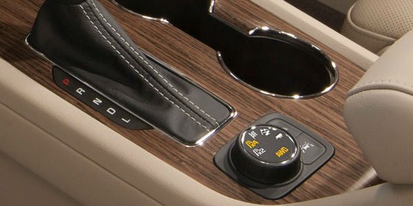 Close Up of 2018 GMC Acadia Center Console with the Terrain Select System